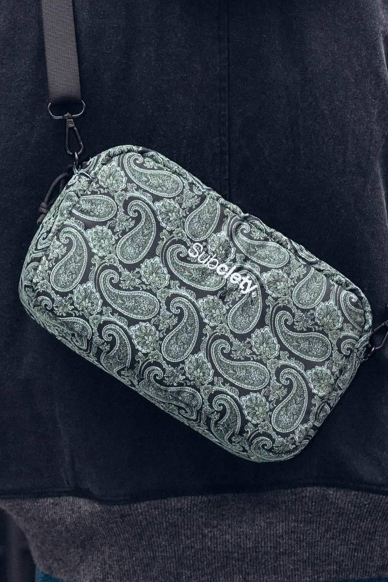Subciety (サブサエティ) Paisley jacquard shoulder bag - Black/Green