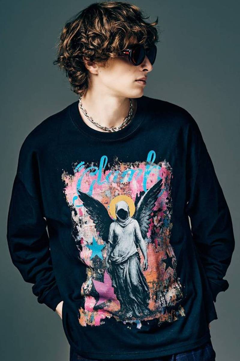 【予約商品】glamb(グラム)Angel Long Sleeves T-Shirt / エンジェルロングスリーブTシャツ - Black