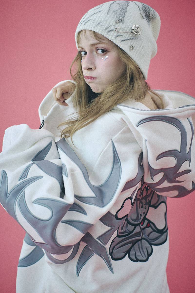 予約商品】GALFY (ガルフィー) 部族系ダブダブパーカー WHITE 予約商品】GALFY (ガルフィー) 部族系ダブダブパーカー WHITE