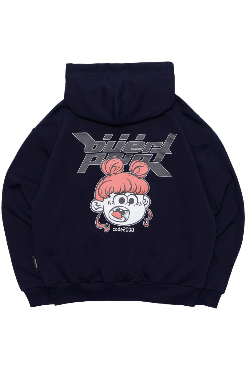 over print (オーバー・プリント) code Hoodie - Navy