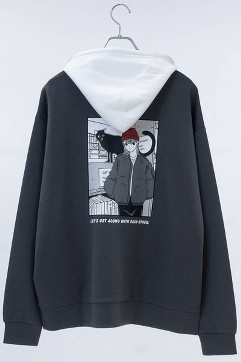 Red Cap Girl(レッド・キャップ・ガール) シルクタッチダンボールニットツートーンパーカー - Charcoal