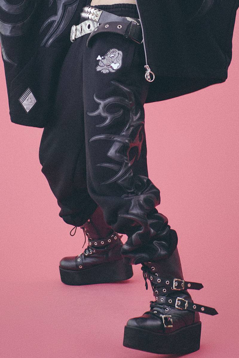 GALFY (ガルフィー) 部族系スウェットパンツ BLACK