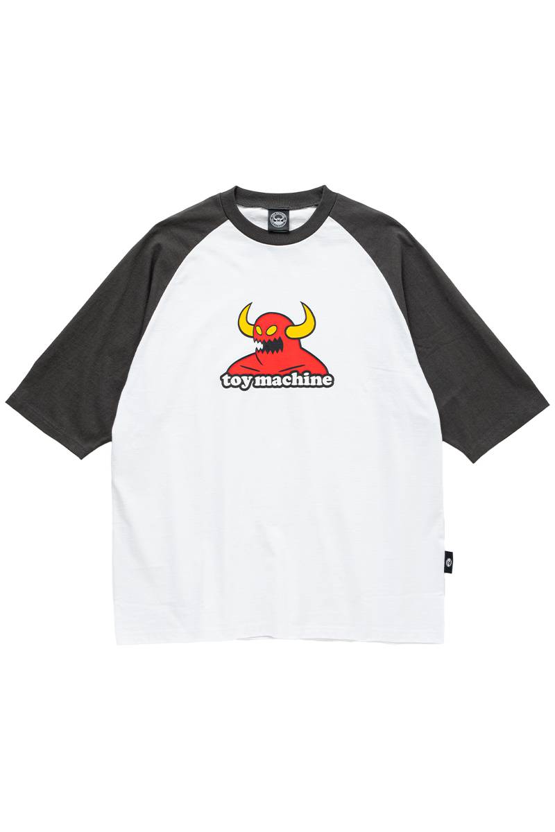 TOY MACHINE (トイマシーン) TOY MONSTER RAGLAN 3/4 SLEEVE TEE - Chacoal