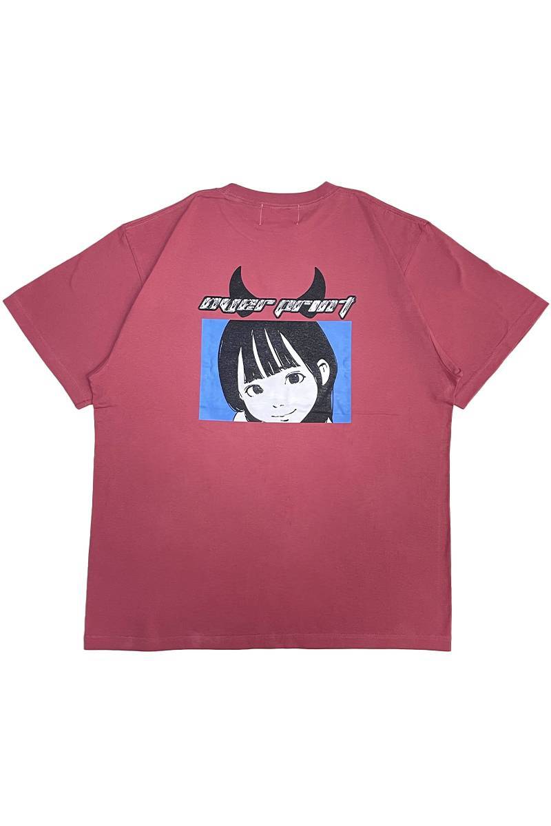 over print (オーバープリント) headband Tee - Red