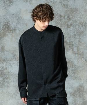 【予約商品】glamb(グラム)GB0325/SH05 : Glamour Stand Collar Shirt / グラマースタンドカラーシャツ - Black