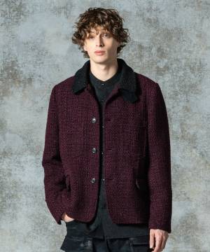 【予約商品】glamb(グラム)GB0325/JKT06 : Hidden Valley Tweed Jacket / ヒドゥンバレーツイードジャケット - Wine