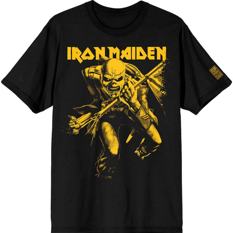 【予約商品】IRON MAIDEN バンドTシャツ ユニセックス: 50 Trooper Crop Yellow (Black) (Sleeve Print)
