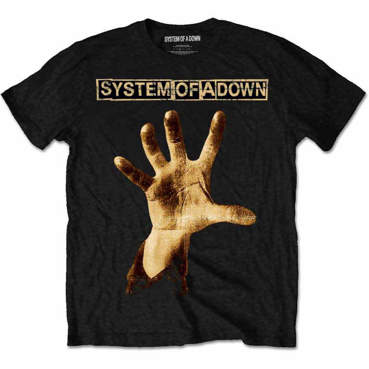 【予約商品】SYSTEM OF A DOWN バンドTシャツ ユニセックス: Hand (Black) - BLACK
