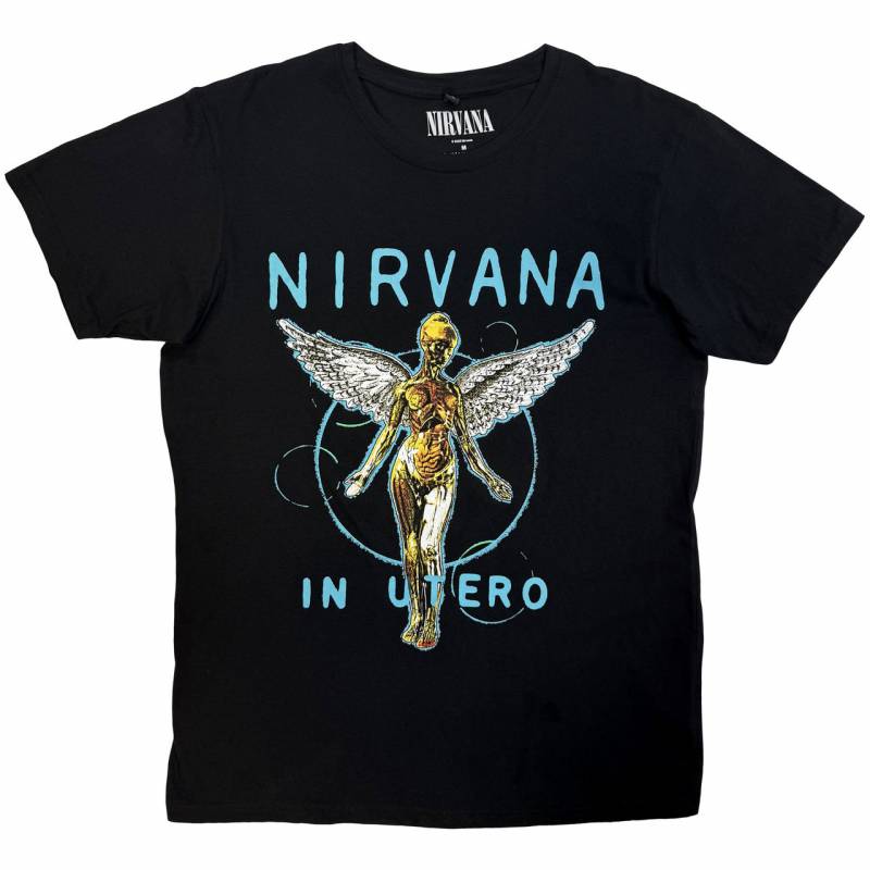【予約商品】NIRVANA Unisex Premium Carbon バンドTシャツ: In Utero Neon Blue (Black)