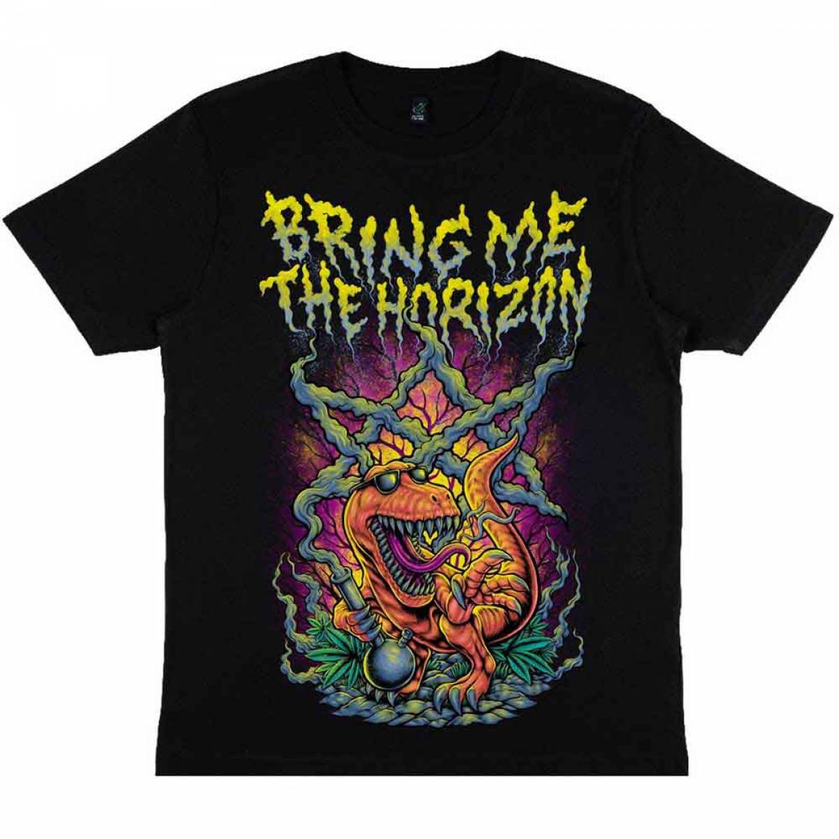 【予約商品】BRING ME THE HORIZON バンドTシャツ ユニセックス: Smoking Dinosaur - BLACK