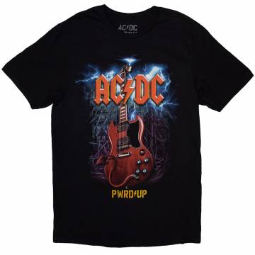 【予約商品】AC/DC バンドTシャツ ユニセックス: Guitar PWR-UP EU Tour '24 (Black) (Back Print & Ex-Tour) - BLACK