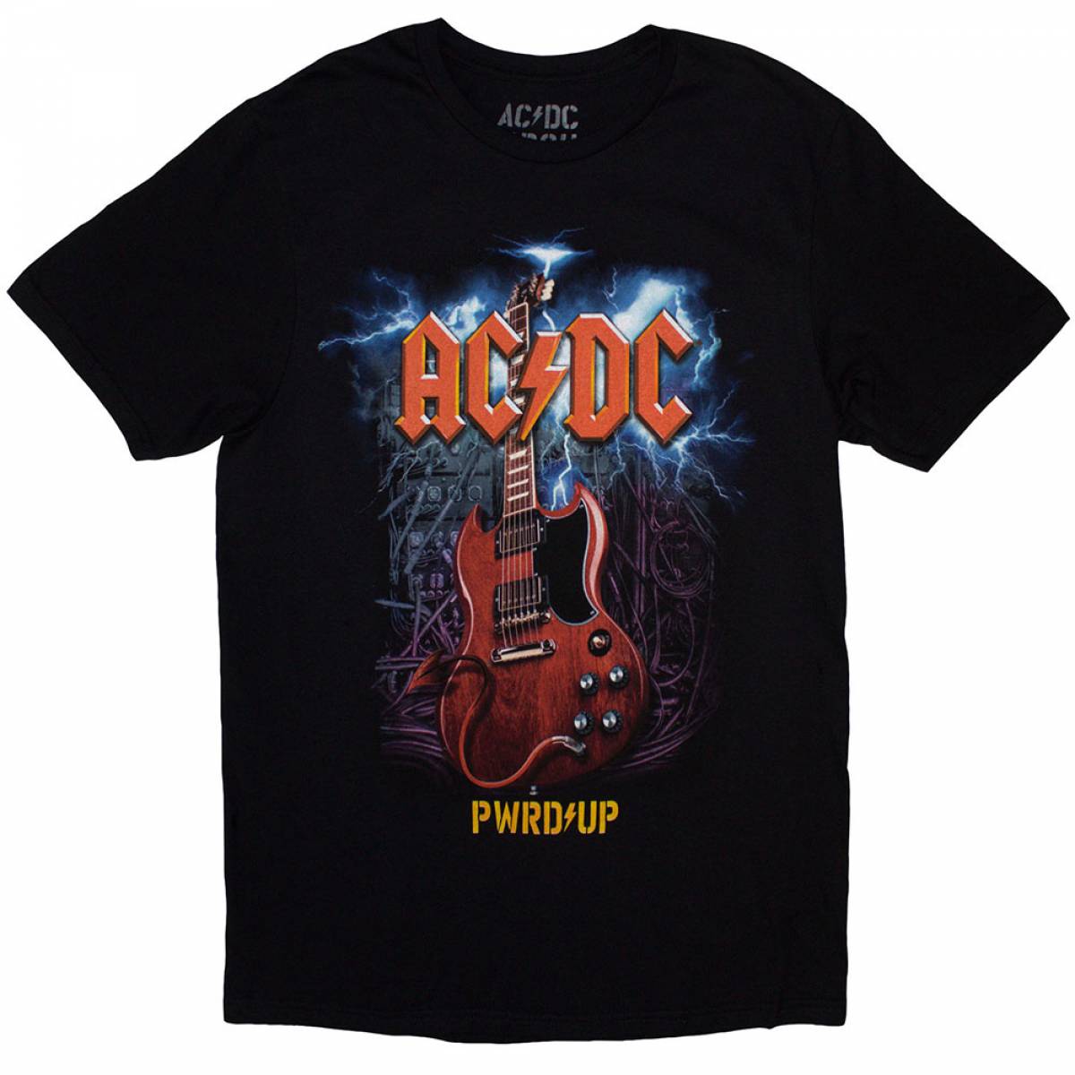 【予約商品】AC/DC バンドTシャツ ユニセックス: Guitar PWR-UP EU Tour '24 (Black) (Back Print & Ex-Tour) - BLACK