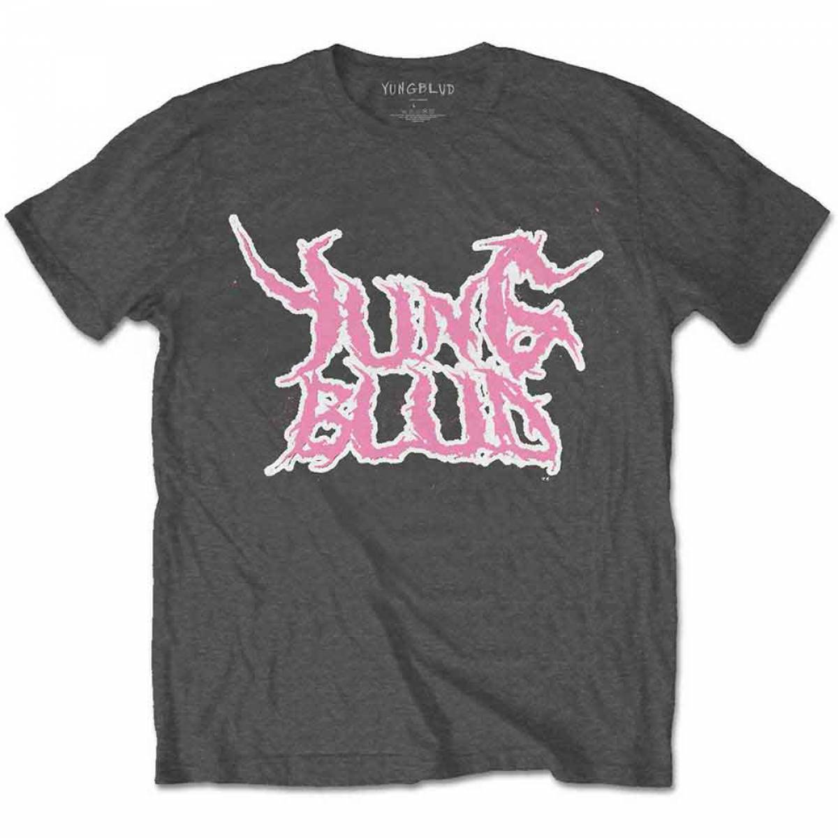 【予約商品】YUNGBLUD バンドTシャツ ユニセックス: DEADHAPPY Pink (Charcoal Grey) (Back Print) - CHARCOAL GREY