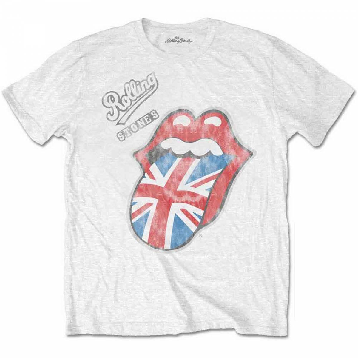 【予約商品】THE ROLLING STONES Unisex Retail Pack バンドTシャツ: Vintage British Tongue (White) - WHITE