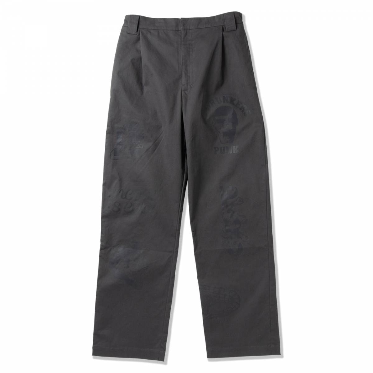 【予約商品】PUNK DRUNKERS (パンクドランカーズ) プリントいっぱいチノパン - CHARCOAL