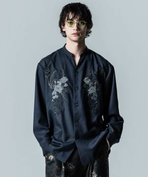 【予約商品】glamb(グラム)GB0324/SH03 : Band Collar Eden Shirt / バンドカラーエデンシャツ - Black