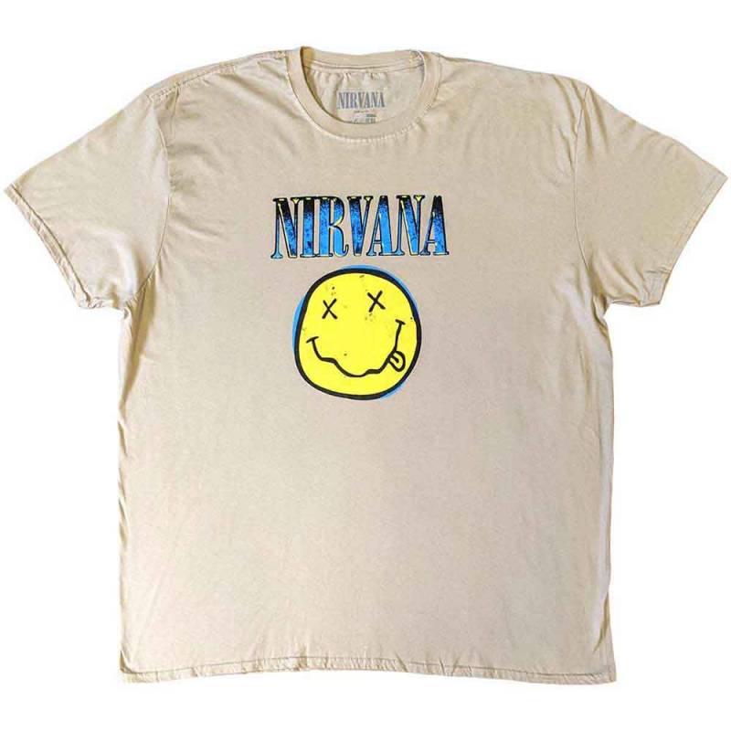 【予約商品】NIRVANA バンドTシャツ ユニセックス: Xerox Happy Face (Sand) (XXX-Large)