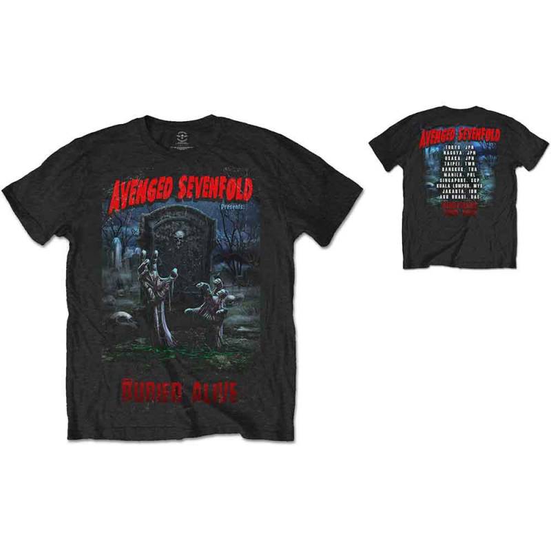 【予約商品】AVENGED SEVENFOLD バンドTシャツ ユニセックス: Buried Alive Tour 2012 (Black) (Back Print)