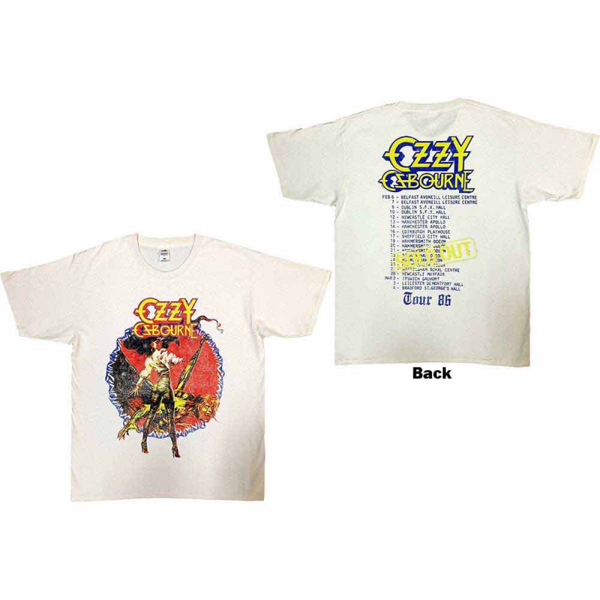 【予約商品】OZZY OSBOURNE バンドTシャツ ユニセックス: The Ultimate Sin Tour '86 (Natural) (Back Print) - NATURAL