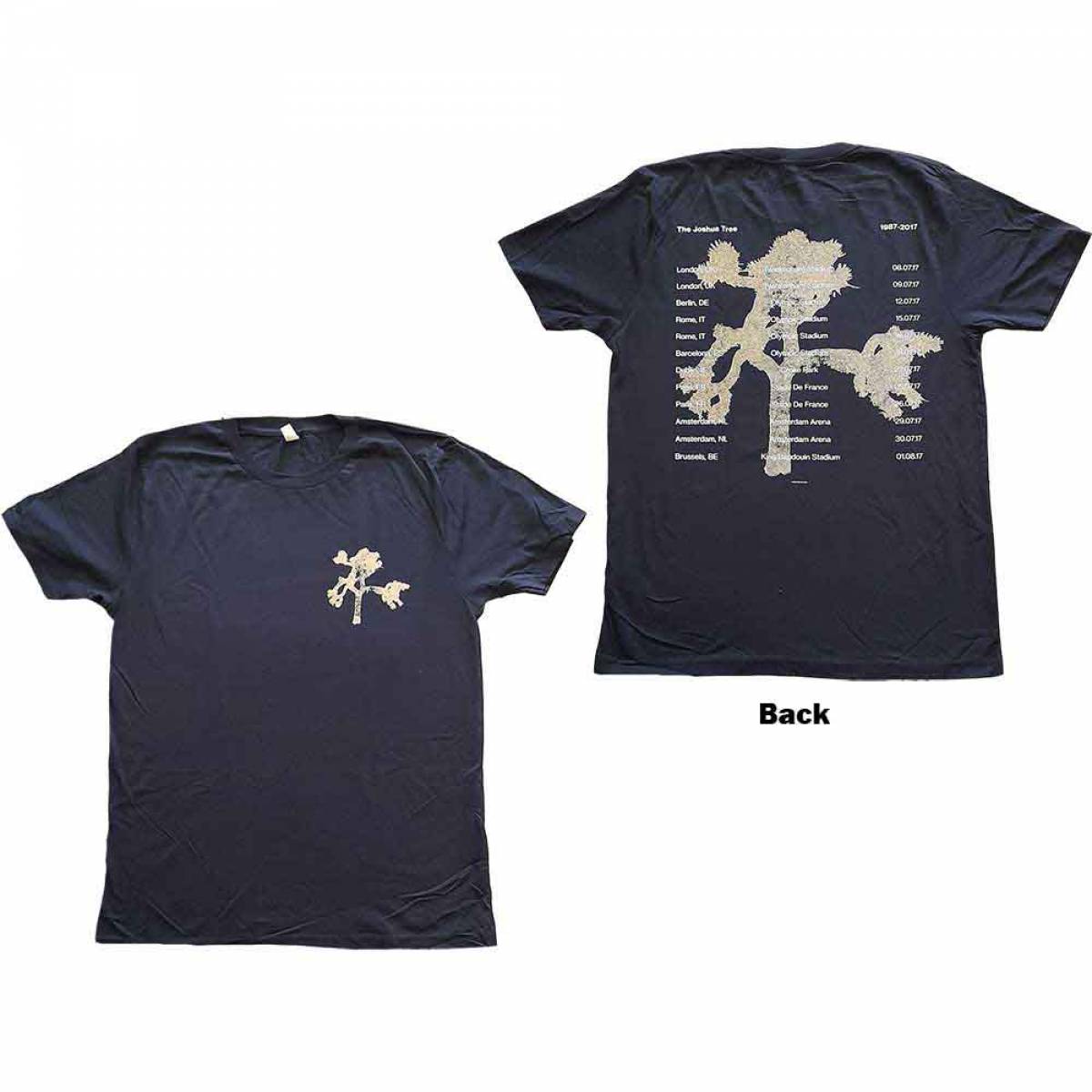 【予約商品】U2 バンドTシャツ ユニセックス: Joshua Tree Photo (Navy Blue) (Back Print & Ex-Tour) - NAVY BLUE