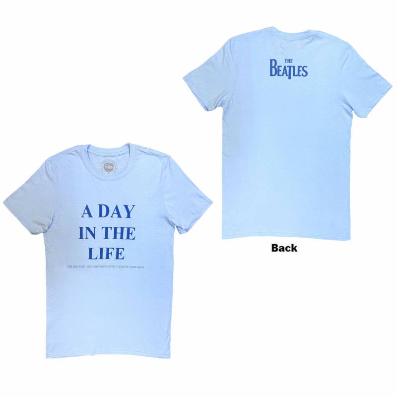 【予約商品】THE BEATLES バンドTシャツ ユニセックス: A Day in the Life (Light Blue) (Back Print)