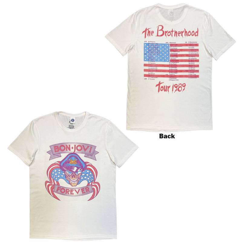 【予約商品】BON JOVI バンドTシャツ ユニセックス: The Brotherhood (White) (Back Print)
