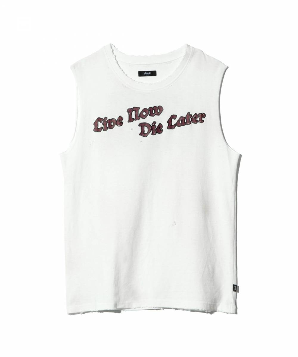 【予約商品】glamb(グラム)GB0125/CS12 : Grunge Sleeveless T-Shirt / グランジスリーブレスTシャツ - White