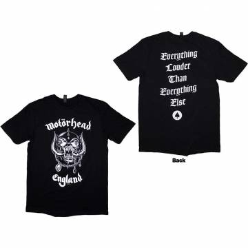 【予約商品】MOTORHEAD バンドTシャツ ユニセックス: England (Back Print) - BLACK