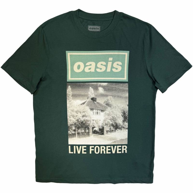 【予約商品】OASIS バンドTシャツ ユニセックス: Live Forever Single Cover (Forest Green) (Ex-Tour)