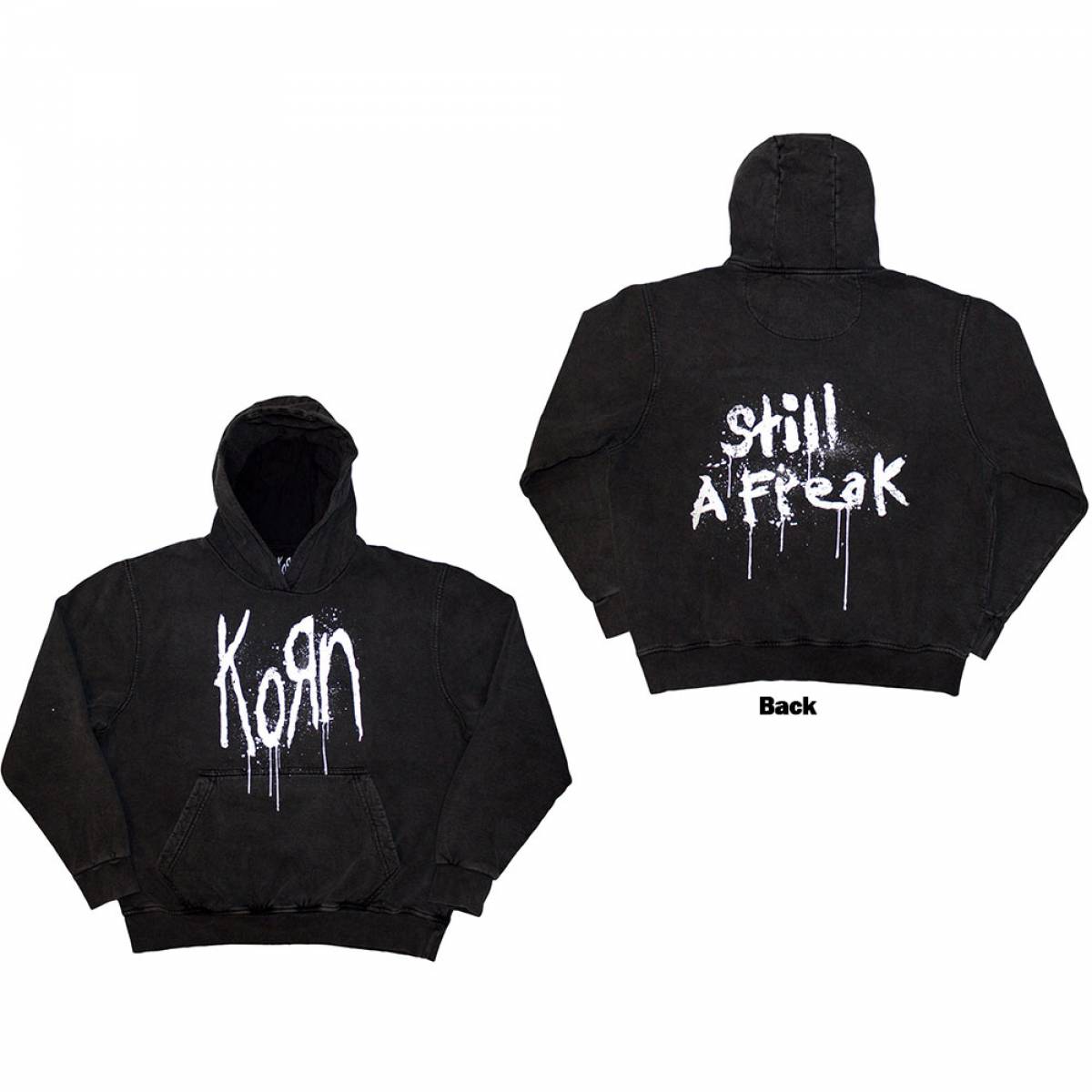 KORN Unisex Pullover Hoodie: Still A Freak (Back Print & Wash Collection) - Gray