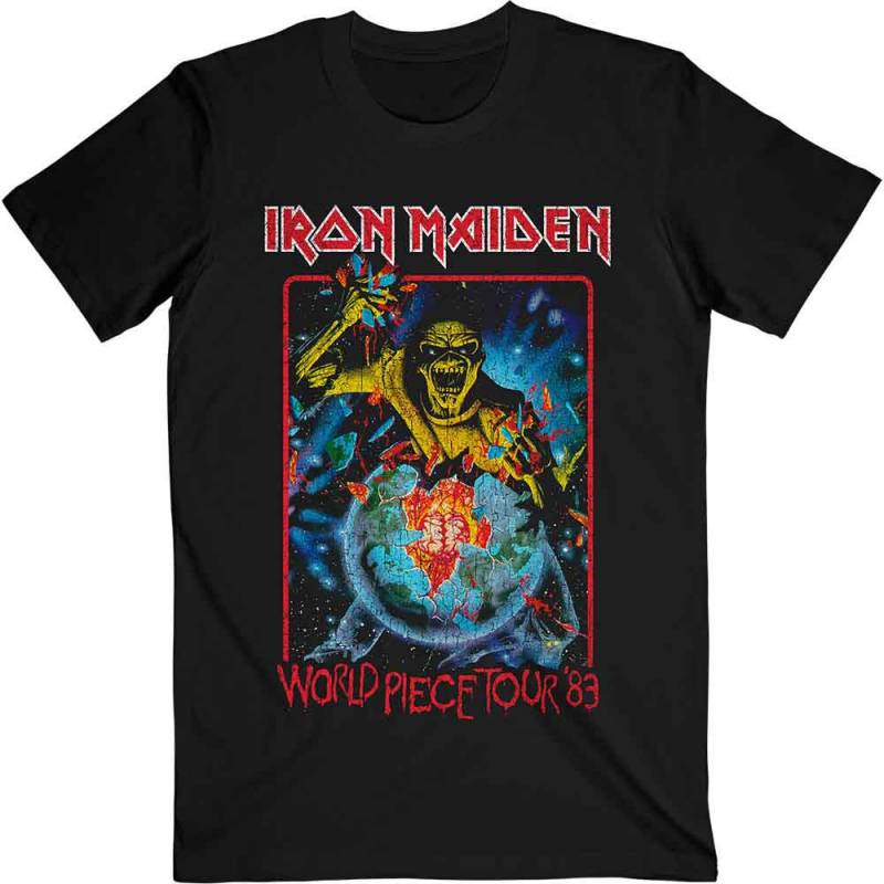 【予約商品】IRON MAIDEN バンドTシャツ ユニセックス: World Piece Tour '84 V.1. (Black)