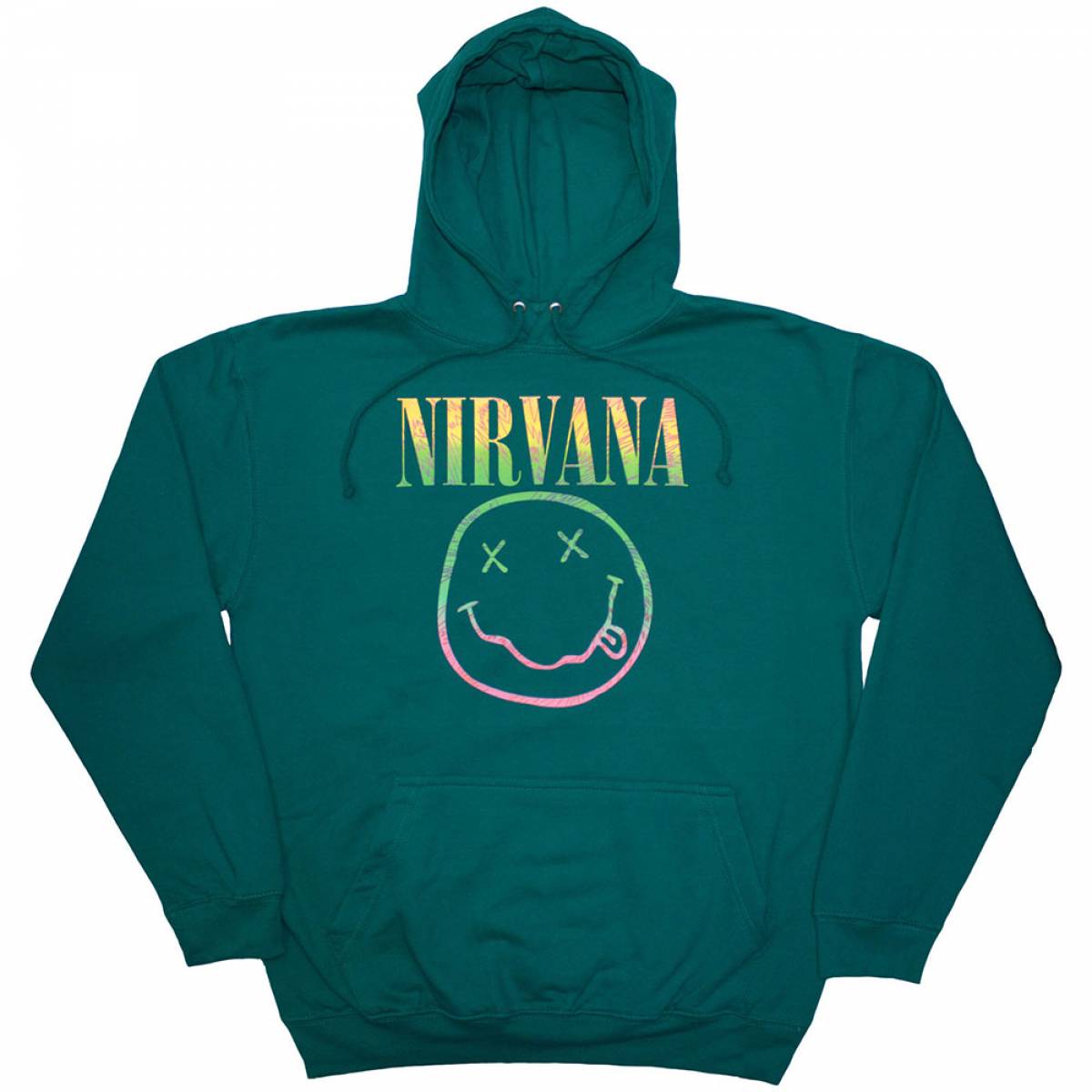 【予約商品】NIRVANA Unisex Pullover Hoodie: Sorbet Ray Happy Face (Turquoise Blue) - TURQUOISE BLUE