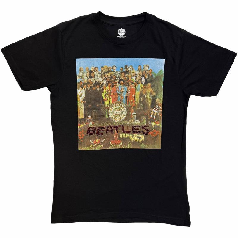 【予約商品】THE BEATLES バンドTシャツ ユニセックス: Sgt Pepper Crystals (Black) (Embellished)
