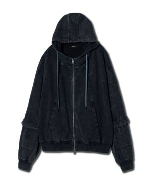 【予約商品】glamb(GB0125/CS20 : Distorted High Neck Hoodie / ディストーテッドハイネックフーディ - Black