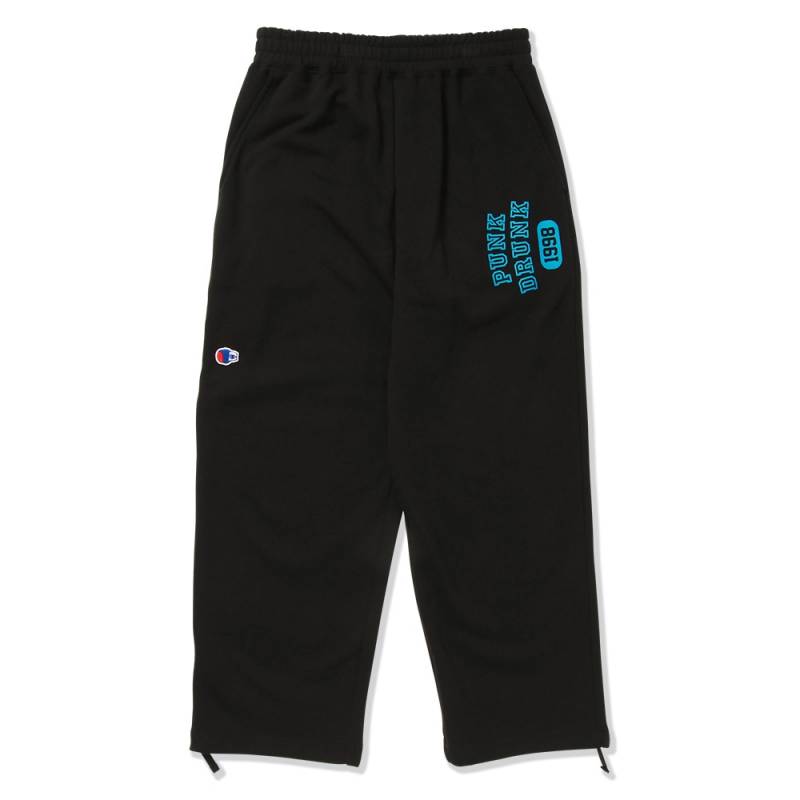 【予約商品】PUNK DRUNKERS (パンク・ドランカーズ) 横向きスウェットパンツ - BLACK