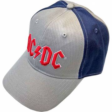 【予約商品】AC/DC Unisex Baseball Cap: Red Logo (Grey & Navy Blue) (2-Tone) - GREY & NAVY BLUE