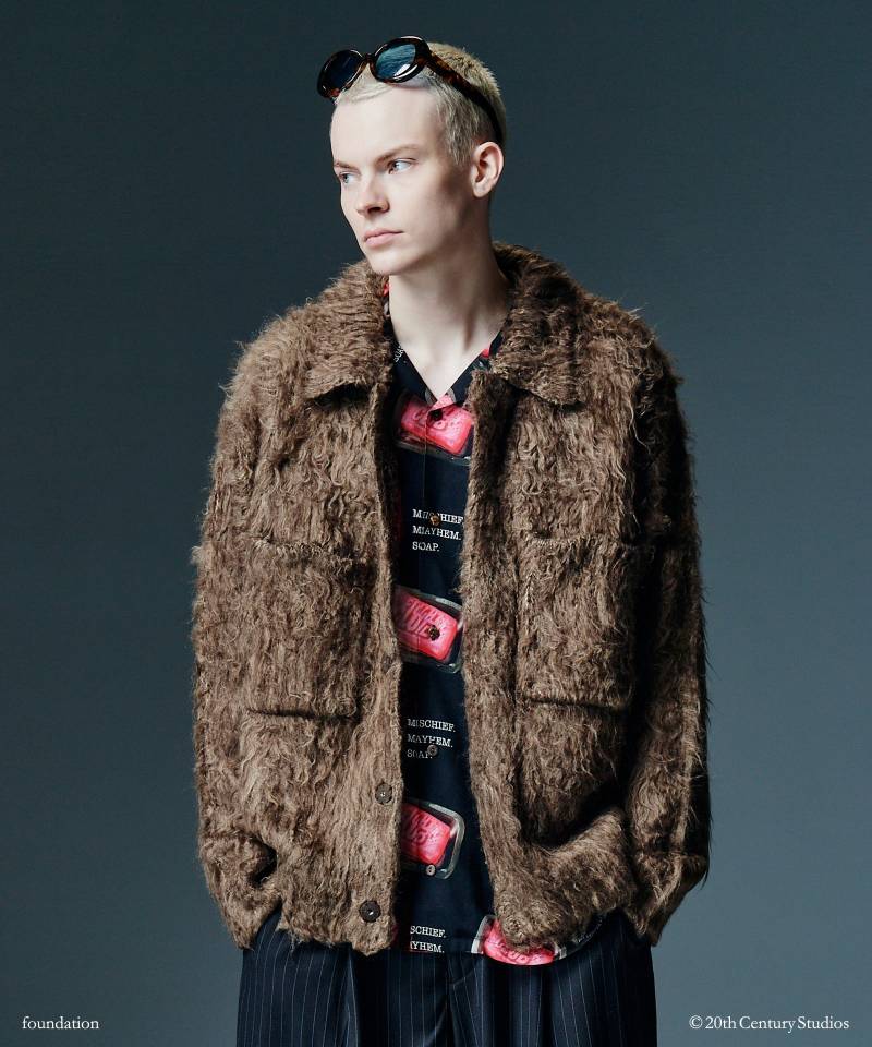 【予約商品】glamb(グラム) Shaggy Knit Shirt Cardigan / シャギーニットシャツカーディガン - Brown