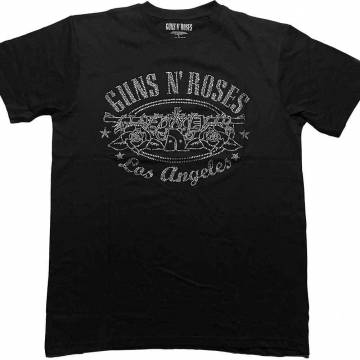 【予約商品】GUNS N' ROSES バンドTシャツ ユニセックス: LA Logo (Black) (Embellished) - BLACK