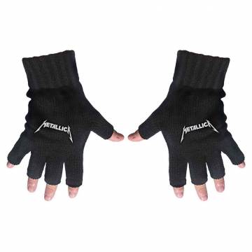 【予約商品】METALLICA Unisex Fingerless Gloves: Logo (Black) - BLACK