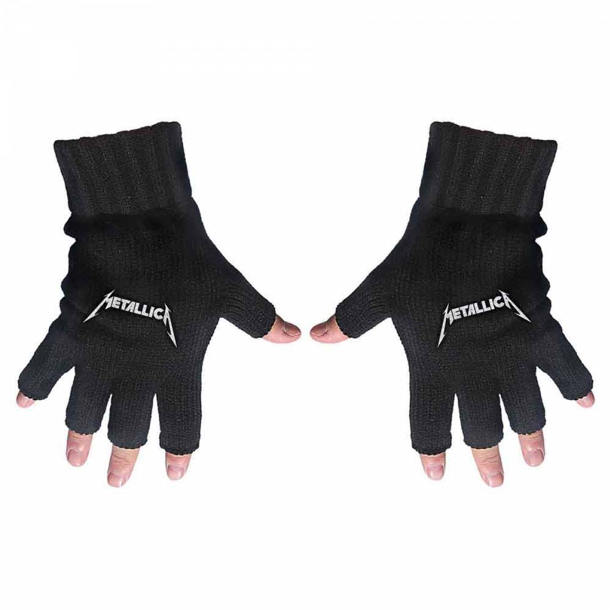 【予約商品】METALLICA Unisex Fingerless Gloves: Logo (Black) - BLACK