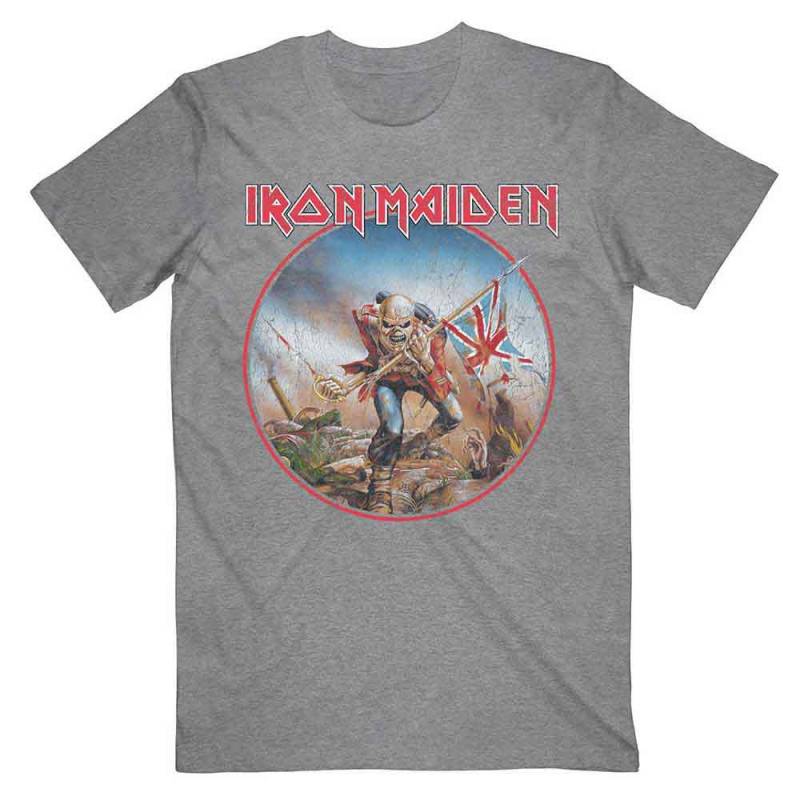 【予約商品】IRON MAIDEN バンドTシャツ ユニセックス: Trooper Vintage Circle (Grey)