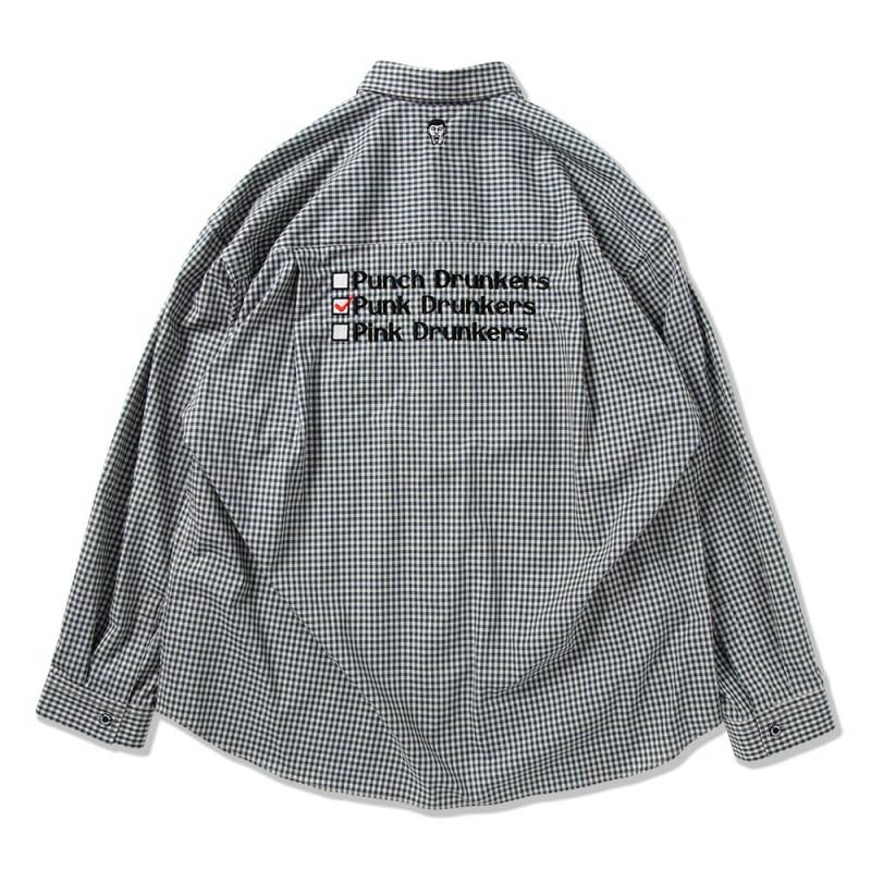 【予約商品】PUNK DRUNKERS (パンク・ドランカーズ) ギンガムチェックイズシャツ - NAVY