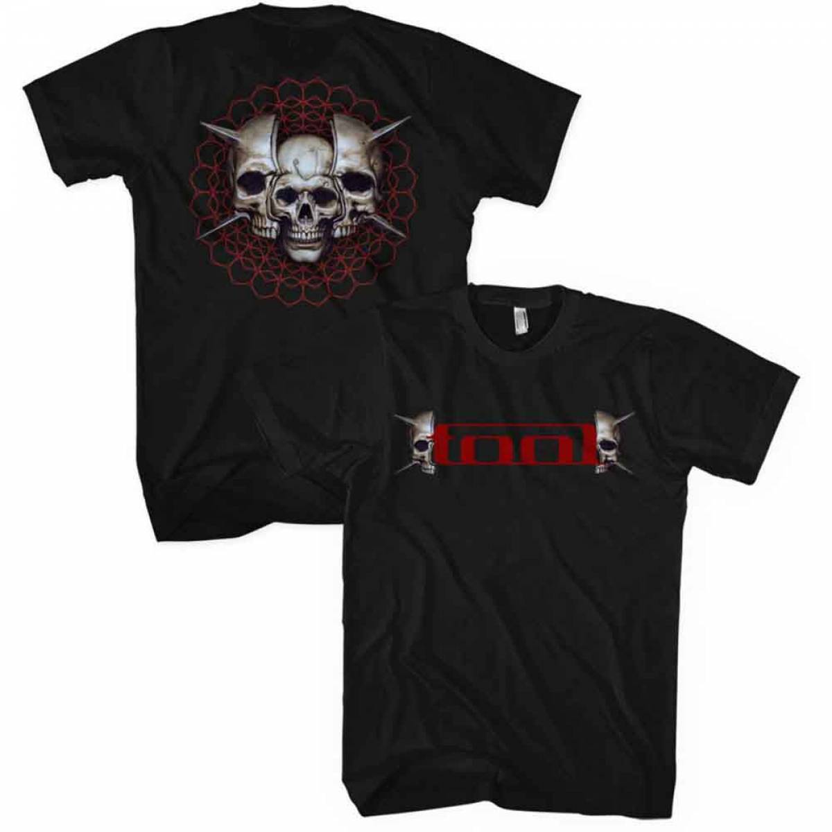 【予約商品】TOOL バンドTシャツ ユニセックス: Skull Spikes (Black) (Back & Sleeve Print) - BLACK