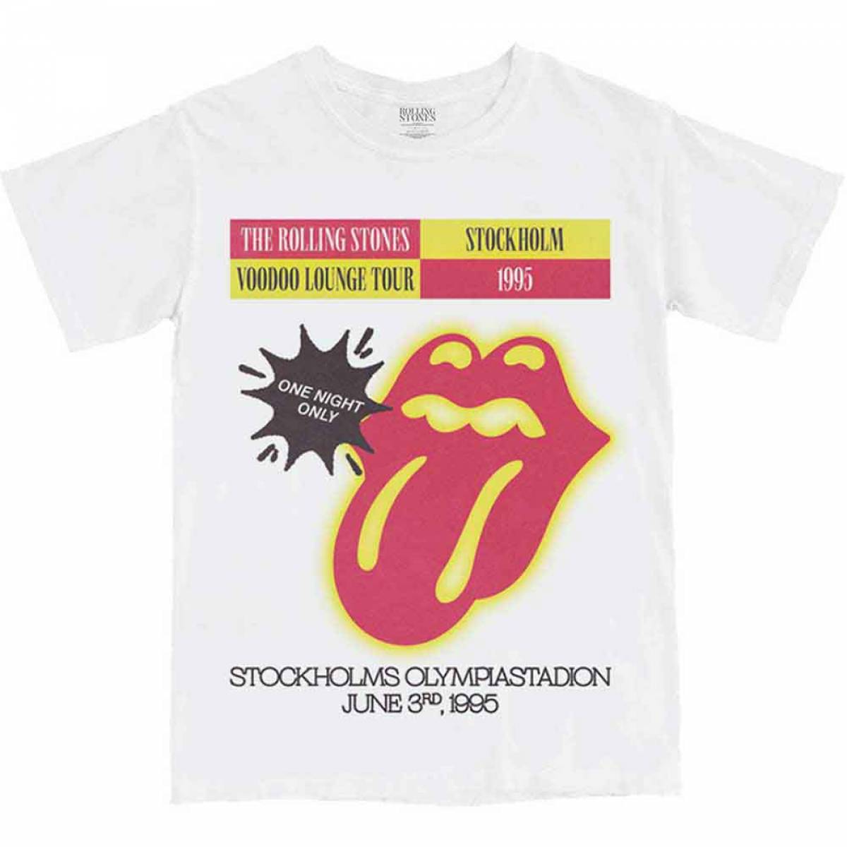 【予約商品】THE ROLLING STONES バンドTシャツ ユニセックス: Stockholm '95 (White) - WHITE