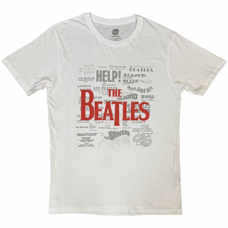 【予約商品】THE BEATLES バンドTシャツ ユニセックス: Titles & Logos (White) (Embellished)