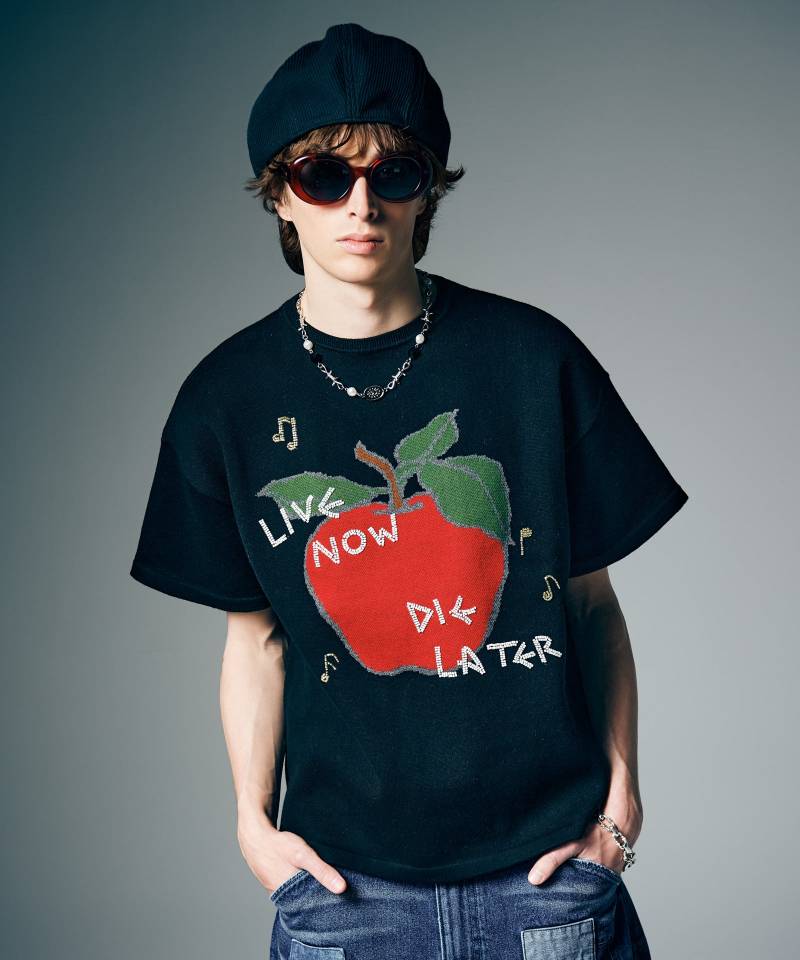 【予約商品】glamb(グラム) Beads Apple Knit / ビーズアップルニット - Black