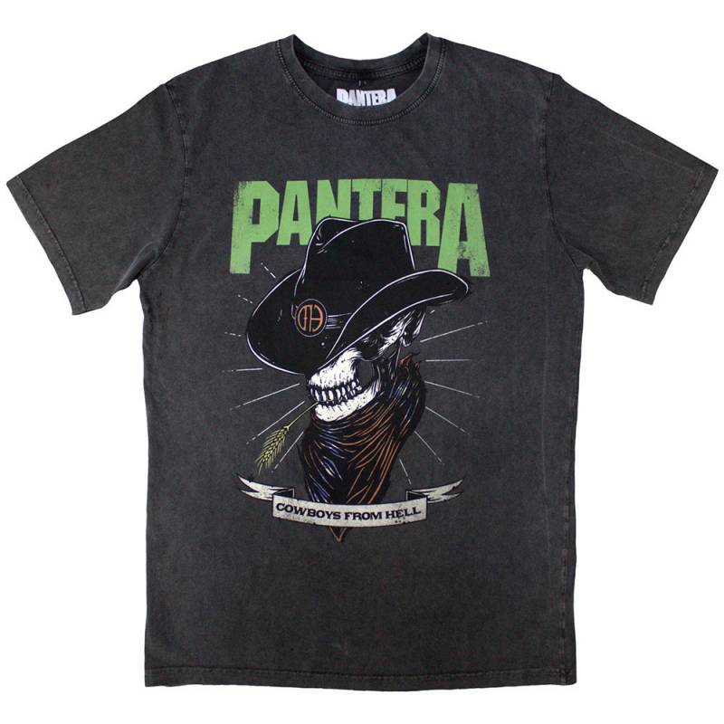 【予約商品】PANTERA Unisex Stone Wash バンドTシャツ: Skeleton Cowboy (Charcoal Grey)