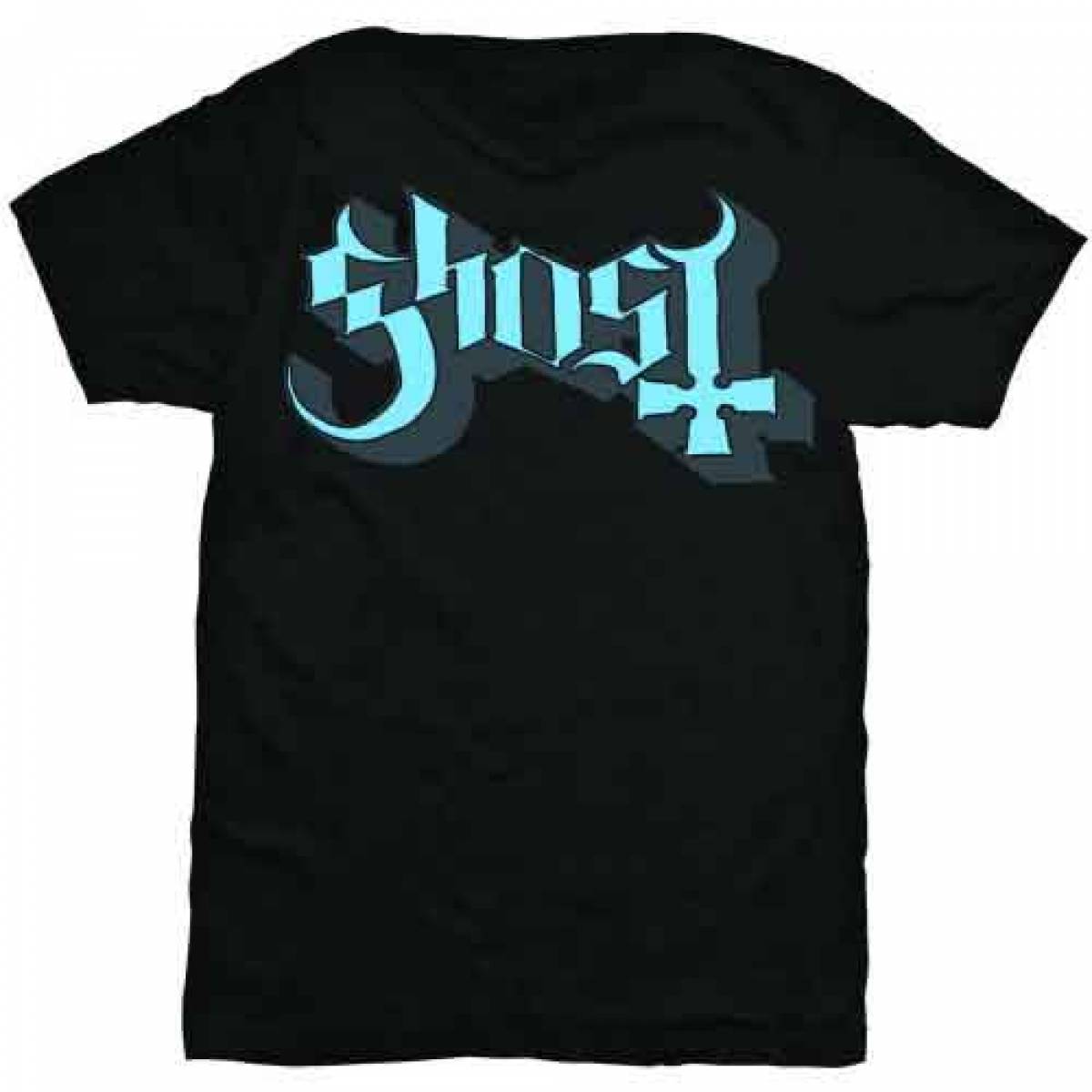 【予約商品】GHOST バンドTシャツ ユニセックス: Blue/Grey Keyline Logo (Black) - BLACK