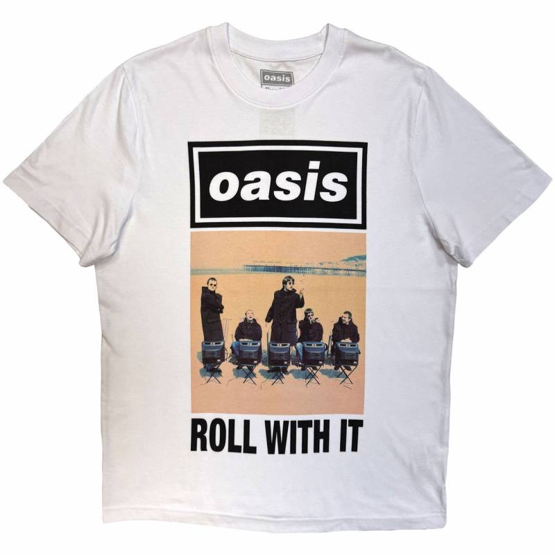 【予約商品】OASIS バンドTシャツ ユニセックス: Roll With It Single Cover (White) (Ex-Tour)