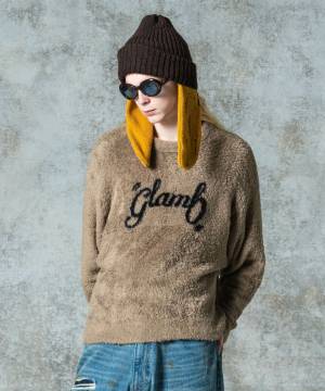 【予約商品】glamb(グラム)GB0325/KNT06 : Spin Logo Shaggy Knit / スピンロゴシャギーニット - Brown